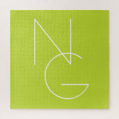 Moderne 2 overlappende Initialen | Lime Green Legpuzzel (Verticaal)