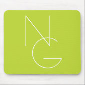 Moderne 2 overlappende Initialen | Lime Green Muismat (Voorkant)