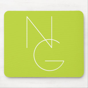 Moderne 2 overlappende Initialen   Lime Green Muismat