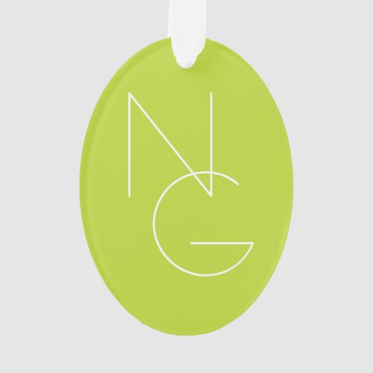 Moderne 2 overlappende Initialen | Lime Green Ornament (achterkant)