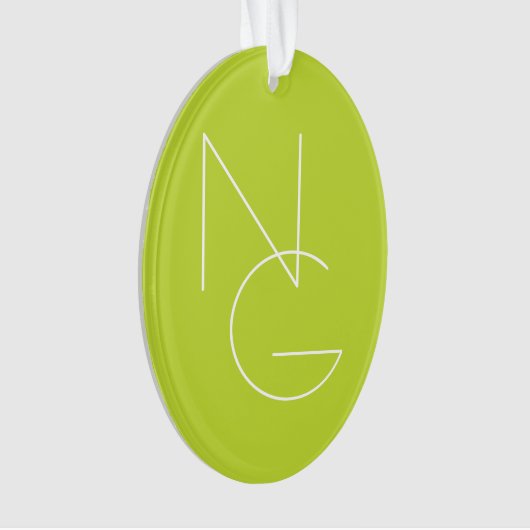 Moderne 2 overlappende Initialen | Lime Green Ornament (voorkant)