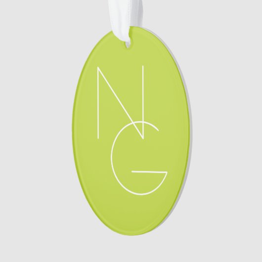 Moderne 2 overlappende Initialen | Lime Green Ornament (voorkant)