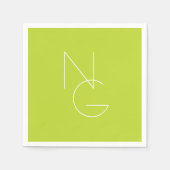 Moderne 2 overlappende Initialen | Lime Green Servet (Voorkant)