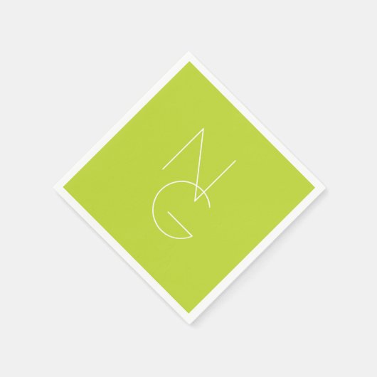 Moderne 2 overlappende Initialen | Lime Green Servet (Hoek)