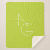 Moderne 2 overlappende Initialen | Lime Green Sherpa Deken (Voorkant)