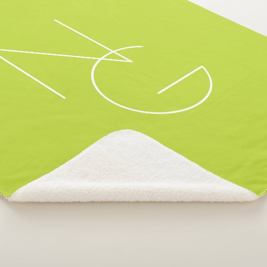 Moderne 2 overlappende Initialen | Lime Green Sherpa Deken (3/4)