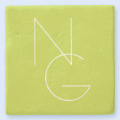 Moderne 2 overlappende Initialen | Lime Green Stenen Onderzetter