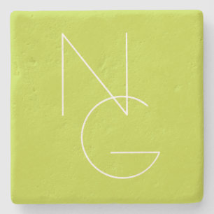 Moderne 2 overlappende Initialen   Lime Green Stenen Onderzetter