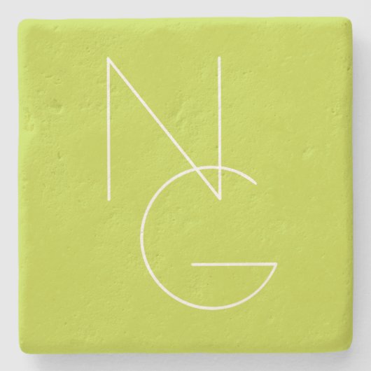 Moderne 2 overlappende Initialen | Lime Green Stenen Onderzetter (Voorkant)