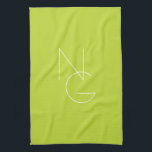 Moderne 2 overlappende Initialen | Lime Green Theedoek<br><div class="desc">Moderne overlappende initialen.</div>