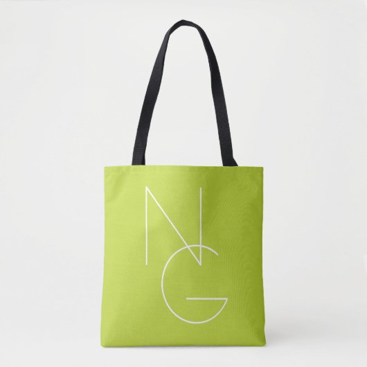 Moderne 2 overlappende Initialen | Lime Green Tote Bag (Voorkant)
