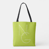 Moderne 2 overlappende Initialen | Lime Green Tote Bag (Achterkant)
