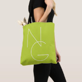Moderne 2 overlappende Initialen | Lime Green Tote Bag (Dichtbij)
