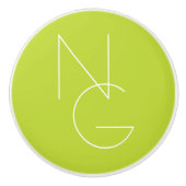 Moderne 2 overlappende initialen | Limoengroen Keramische Knop (Voorkant)