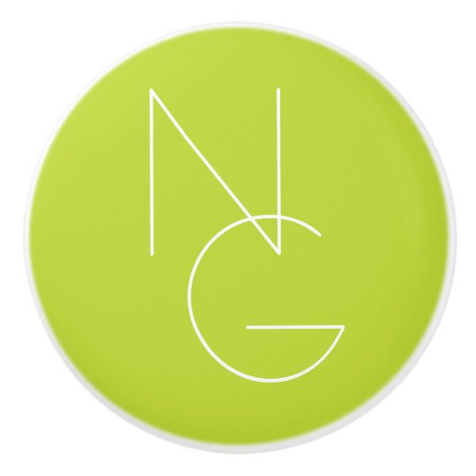 Moderne 2 overlappende initialen | Limoengroen Keramische Knop (Voorkant)