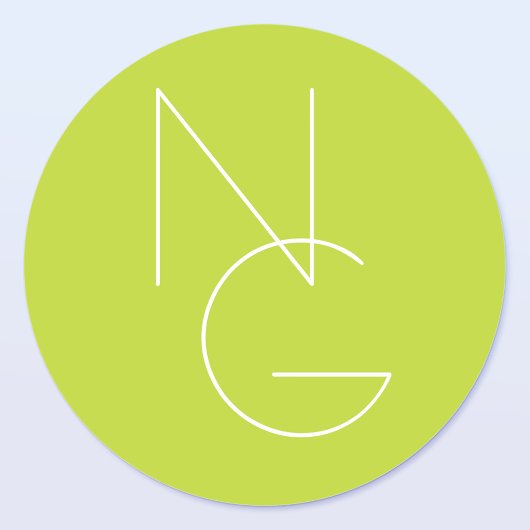 Moderne 2 overlappende initialen | Limoengroen Ronde Sticker