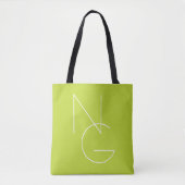 Moderne 2 overlappende initialen | Limoengroen Tote Bag (Voorkant)