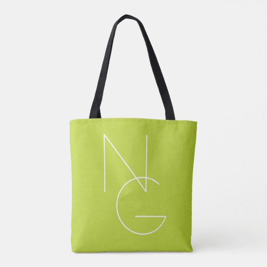 Moderne 2 overlappende initialen | Limoengroen Tote Bag (Achterkant)