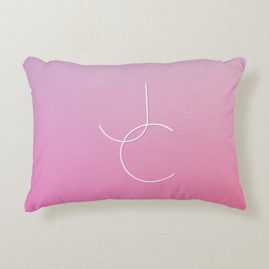 Moderne 2 overlappende Initialen | roze ombre Accent Kussen (Voorkant)