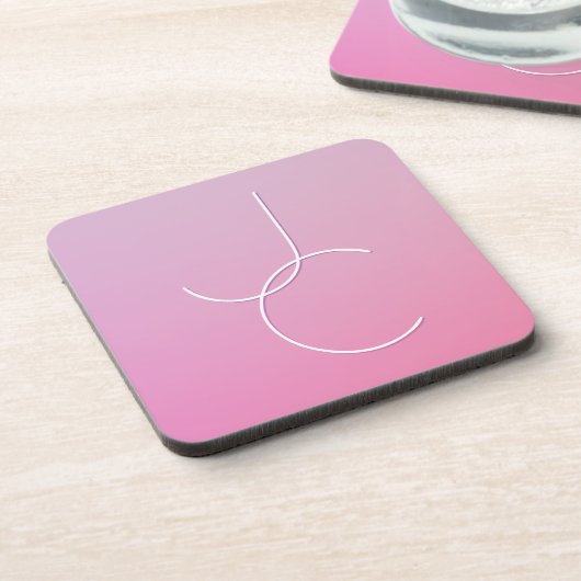 Moderne 2 overlappende Initialen | roze ombre Bier Onderzetter (Linkerzijde)