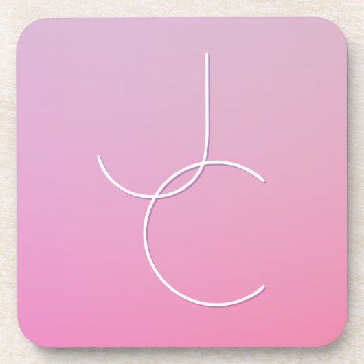 Moderne 2 overlappende Initialen | roze ombre Bier Onderzetter (Voorkant)