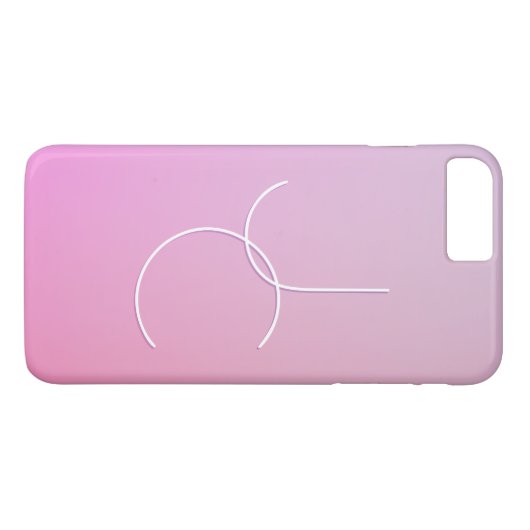 Moderne 2 overlappende Initialen | roze ombre Case-Mate iPhone Case (Achterkant (Horizontaal))