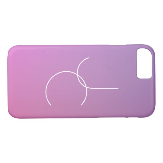 Moderne 2 overlappende initialen | Roze Ombre Case-Mate iPhone Case (Achterkant (Horizontaal))