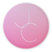 Moderne 2 overlappende initialen | Roze Ombre Keramische Knop (Voorkant)