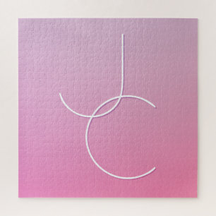 Moderne 2 overlappende Initialen   roze ombre Legpuzzel