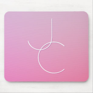 Moderne 2 overlappende Initialen roze ombre Muismat