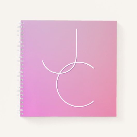 Moderne 2 overlappende Initialen | roze ombre Notitieboek (Voorkant)