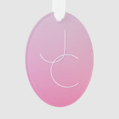 Moderne 2 overlappende Initialen | roze ombre Ornament (voorkant)