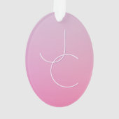 Moderne 2 overlappende Initialen | roze ombre Ornament (achterkant)
