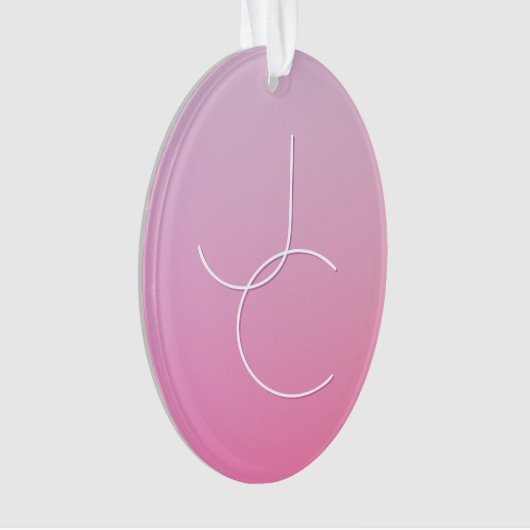 Moderne 2 overlappende Initialen | roze ombre Ornament (voorkant)
