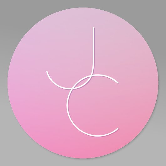 Moderne 2 overlappende Initialen | roze ombre Ronde Sticker