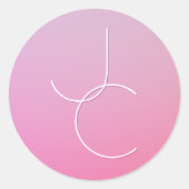 Moderne 2 overlappende Initialen | roze ombre Ronde Sticker (Voorkant)