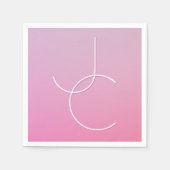 Moderne 2 overlappende Initialen | roze ombre Servet (Voorkant)