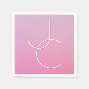 Moderne 2 overlappende Initialen   roze ombre Servet