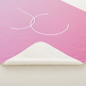 Moderne 2 overlappende initialen | Roze Ombre Sherpa Deken (3/4)