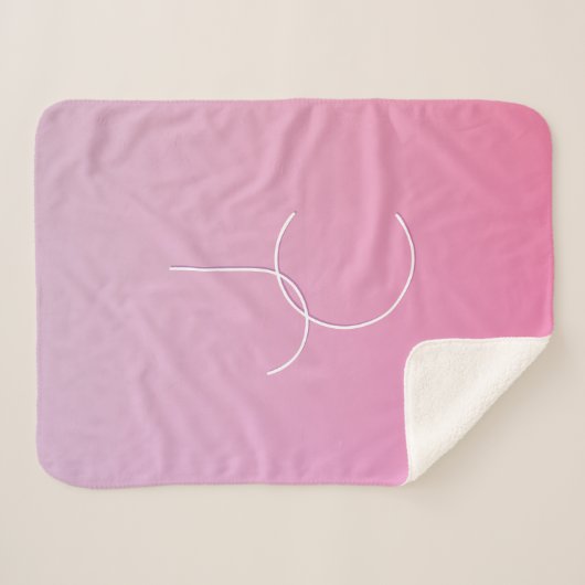 Moderne 2 overlappende initialen | Roze Ombre Sherpa Deken (Voorkant (horizontaal))