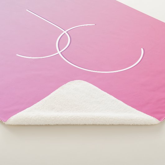 Moderne 2 overlappende initialen | Roze Ombre Sherpa Deken (3/4)