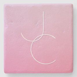 Moderne 2 overlappende Initialen | roze ombre Stenen Onderzetter