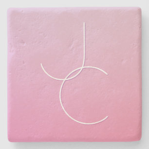 Moderne 2 overlappende Initialen   roze ombre Stenen Onderzetter