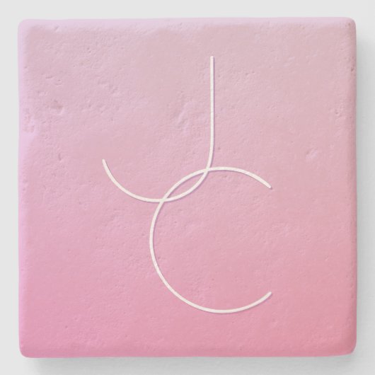 Moderne 2 overlappende Initialen | roze ombre Stenen Onderzetter (Voorkant)