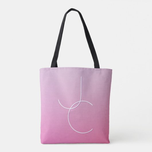 Moderne 2 overlappende Initialen | roze ombre Tote Bag (Achterkant)