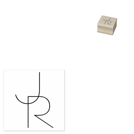 Moderne 2 overlappende Initialen Rubberstempel (Gestempeld)