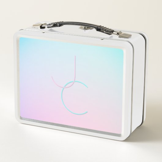 Moderne 2 overlappende Initialen | Turquoise Pink (Achterkant)