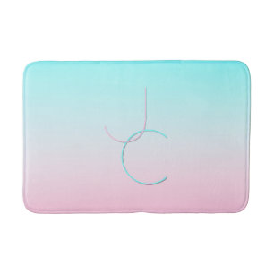 Moderne 2 overlappende Initialen Turquoise Pink Badmat