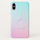 Moderne 2 overlappende Initialen | Turquoise Pink Case-Mate iPhone Case (Achterkant)