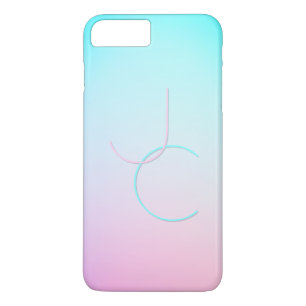 Moderne 2 overlappende Initialen   Turquoise Pink iPhone 8/7 Plus Hoesje
